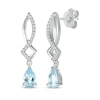 Thumbnail Image 1 of Pear-Shaped Aquamarine & Round-Cut Diamond Drop Earrings 1/8 ct tw Sterling Silver