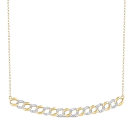 Diamond Cuban Chain-Style Bar Necklace 1/4 ct tw 10K Yellow Gold 18"