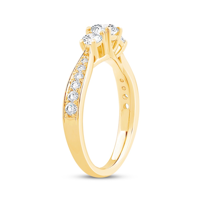 Main Image 2 of Now + Forever Round-Cut Diamond Three-Stone Engagement Ring 1 ct tw 14K Yellow Gold