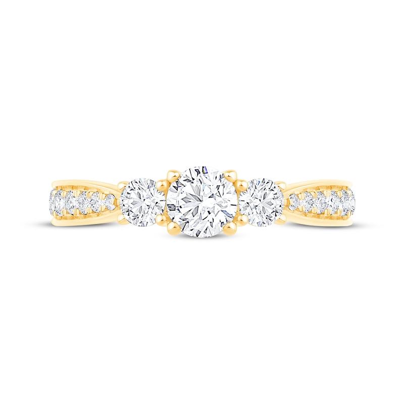 Main Image 3 of Now + Forever Round-Cut Diamond Three-Stone Engagement Ring 1 ct tw 14K Yellow Gold
