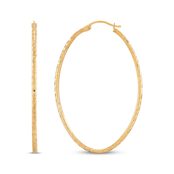 Diamond-Cut Hoop Earrings 10K Yellow Gold 50mm