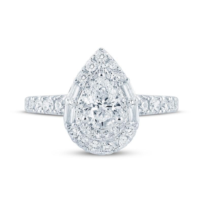 Monique Lhuillier Bliss Pear-Shaped Lab-Created Diamond Engagement Ring 1-1/5 ct tw 18K White Gold
