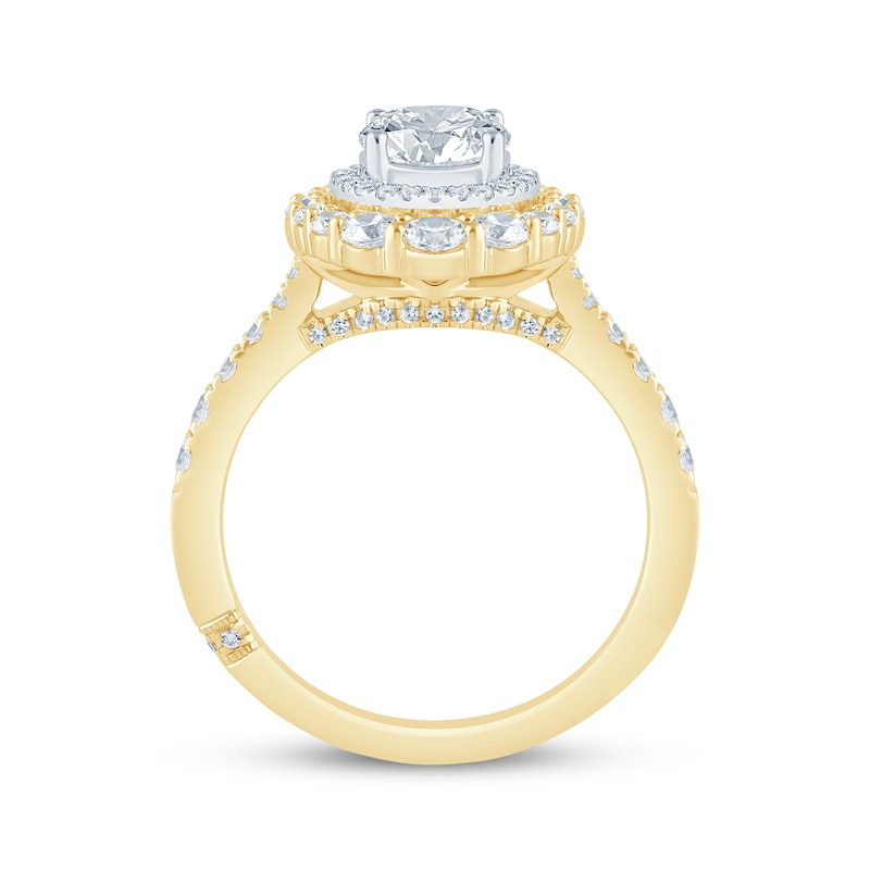Main Image 3 of Monique Lhuillier Bliss Round-Cut Lab-Grown Diamond Engagement Ring 1-7/8 ct tw 18K Two-Tone Gold