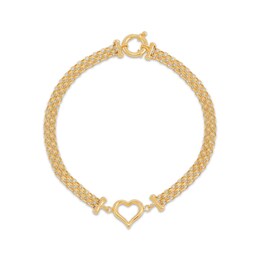 Heart Bismark Chain Bracelet 10.8mm Hollow 10K Yellow Gold 7.5"