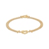 Thumbnail Image 2 of Heart Bismark Chain Bracelet 10.8mm Hollow 10K Yellow Gold 7.5&quot;