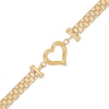 Thumbnail Image 3 of Heart Bismark Chain Bracelet 10.8mm Hollow 10K Yellow Gold 7.5&quot;