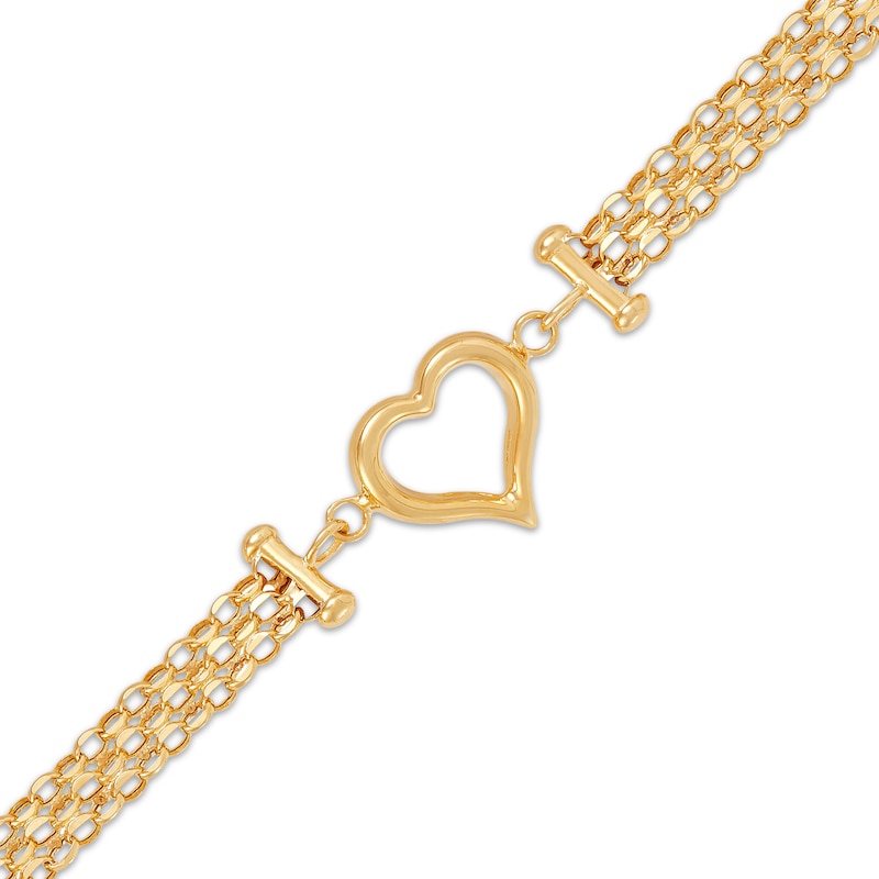 Main Image 3 of Heart Bismark Chain Bracelet 10.8mm Hollow 10K Yellow Gold 7.5&quot;