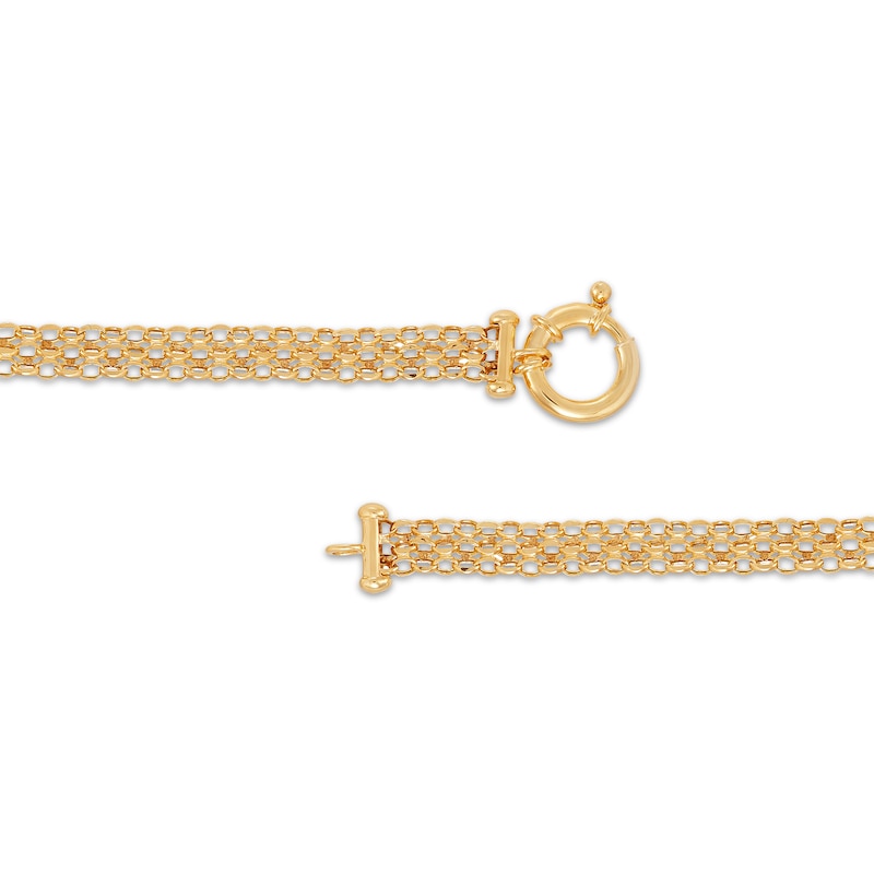 Main Image 4 of Heart Bismark Chain Bracelet 10.8mm Hollow 10K Yellow Gold 7.5&quot;
