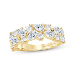 Monique Lhuillier Bliss Pear-Shaped & Round-Cut Lab-Grown Diamond Anniversary Ring 2 ct tw 18K Yellow Gold