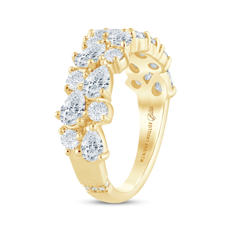 Main Image 2 of Monique Lhuillier Bliss Pear-Shaped & Round-Cut Lab-Grown Diamond Anniversary Ring 2 ct tw 18K Yellow Gold