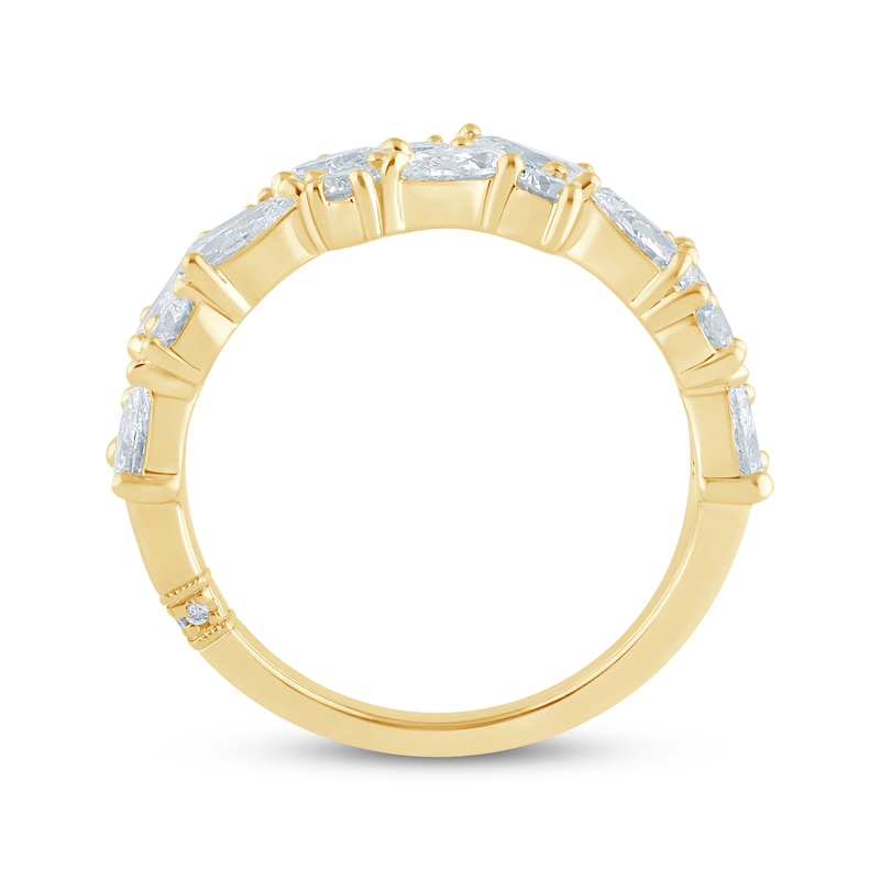 Main Image 3 of Monique Lhuillier Bliss Pear-Shaped & Round-Cut Lab-Grown Diamond Anniversary Ring 2 ct tw 18K Yellow Gold