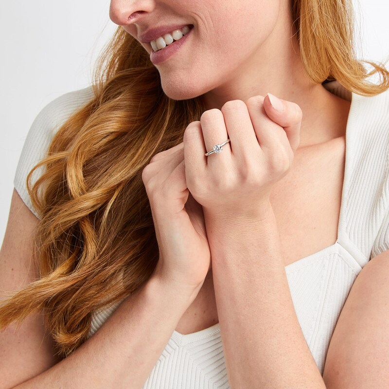 Main Image 4 of Now + Forever Lab-Grown Diamonds Solitaire Engagement Ring 3/4 ct tw Round-Cut 14K White Gold (F/SI2)