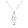 Thumbnail Image 0 of Cultured Pearl Trio & White Lab-Created Sapphire Swirl Necklace Sterling Silver 18"
