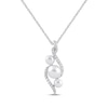 Thumbnail Image 1 of Cultured Pearl Trio & White Lab-Created Sapphire Swirl Necklace Sterling Silver 18"