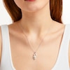 Thumbnail Image 3 of Cultured Pearl Trio & White Lab-Created Sapphire Swirl Necklace Sterling Silver 18"