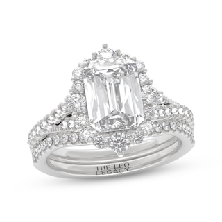 THE LEO Legacy Lab-Grown Diamond Emerald-Cut Halo Bridal Set 2-7/8 ct tw 14K White Gold