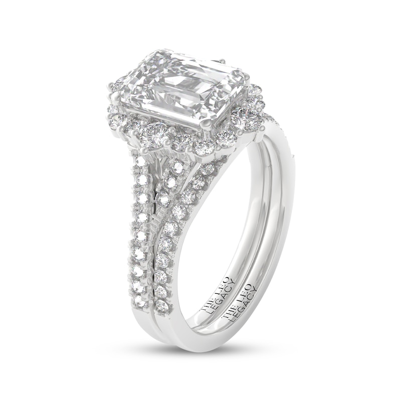 Main Image 2 of THE LEO Legacy Lab-Grown Diamond Emerald-Cut Halo Bridal Set 2-7/8 ct tw 14K White Gold