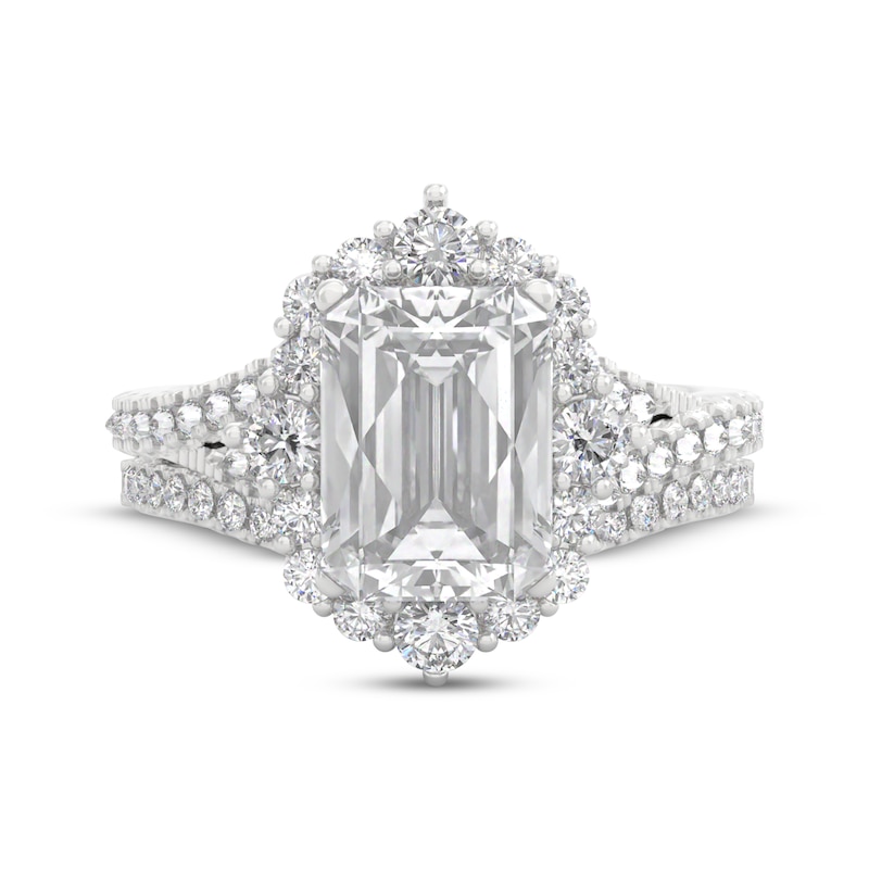 Main Image 3 of THE LEO Legacy Lab-Grown Diamond Emerald-Cut Halo Bridal Set 2-7/8 ct tw 14K White Gold