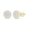 Thumbnail Image 1 of Men's Baguette & Round-Cut Diamond Octagon Stud Earrings 1/3 ct tw 10K Yellow Gold