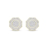 Thumbnail Image 2 of Men's Baguette & Round-Cut Diamond Octagon Stud Earrings 1/3 ct tw 10K Yellow Gold
