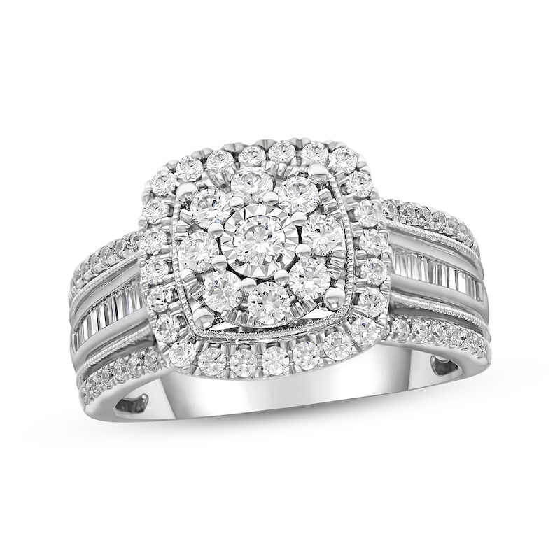 Main Image 1 of Now + Forever Diamond Engagement Ring 1 ct tw Round & Baguette 10K White Gold