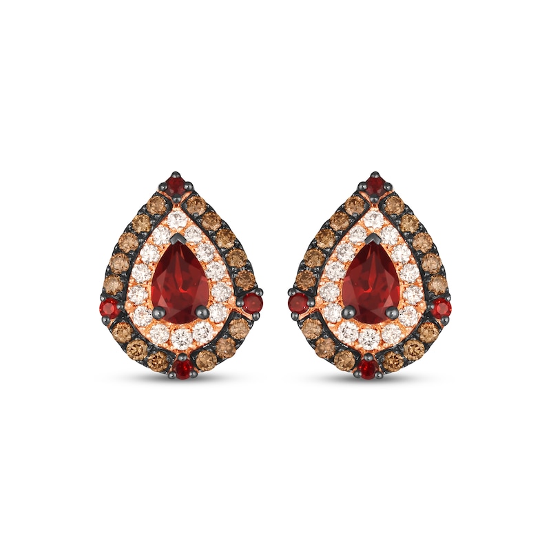 Le Vian Pear-Shaped Garnet Stud Earrings 3/4 ct tw Diamonds 14K Strawberry Gold