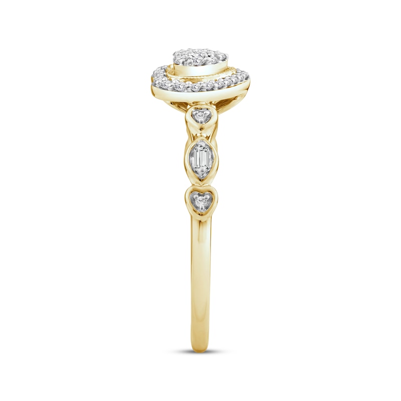 Main Image 2 of Multi-Diamond Center Heart-Shaped Promise Ring 1/5 ct tw 10K Yellow Gold
