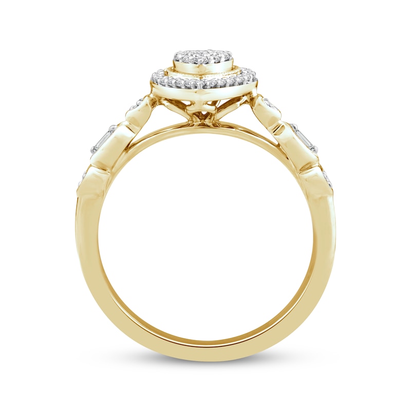 Multi-Diamond Center Heart-Shaped Promise Ring 1/5 ct tw 10K Yellow Gold