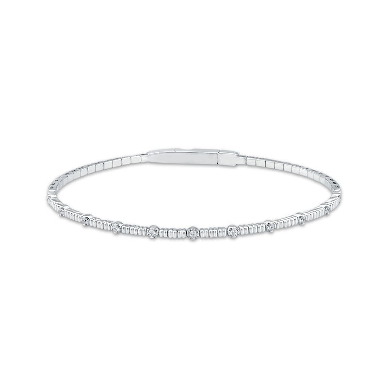Main Image 1 of Diamond Station Flex Bangle Bracelet 1/8 ct tw Sterling Silver