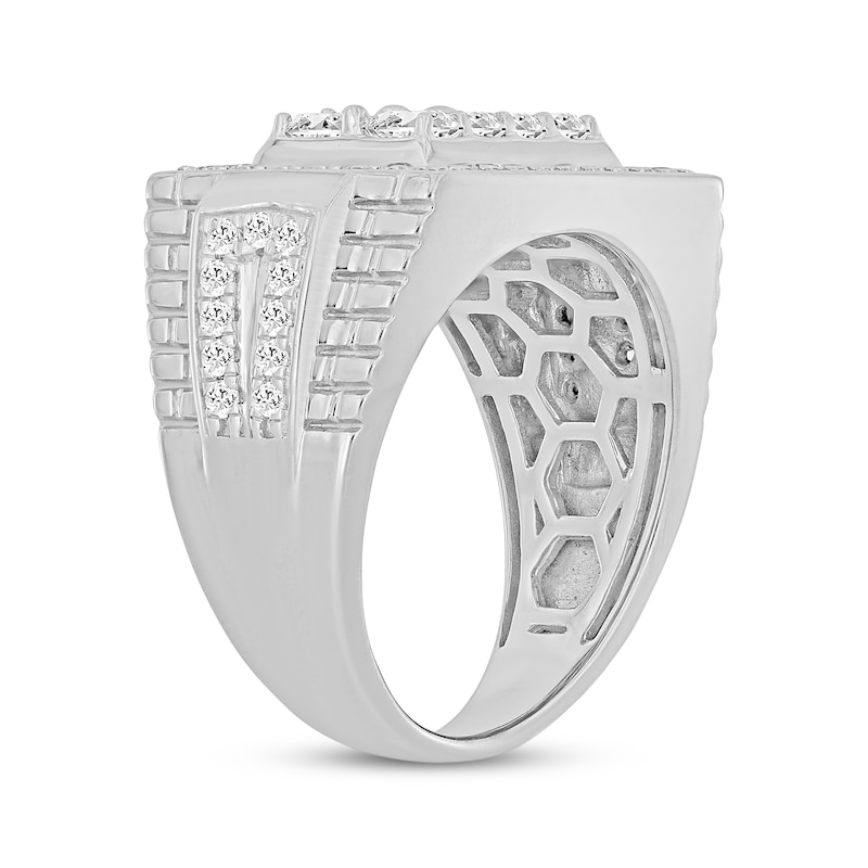 Main Image 2 of Men's KAY Lab-Grown Diamonds Emerald & Round-Cut Ring 2 ct tw 10K White Gold