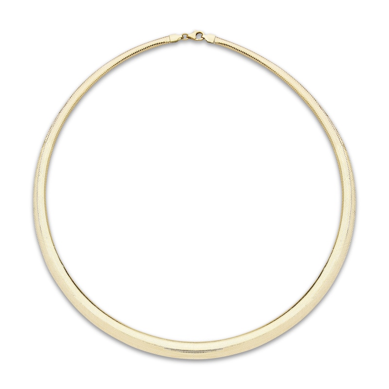 Hollow Graduated Omega Chain Stretch Necklace 10K Yellow Gold 18"