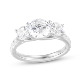 Memories, Moments, Magic Round-Cut Lab-Grown Diamond Three-Stone Engagement Ring 3 ct tw 14K White Gold