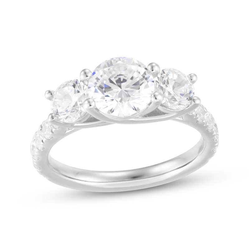 Main Image 1 of Memories, Moments, Magic Round-Cut Lab-Grown Diamond Three-Stone Engagement Ring 3 ct tw 14K White Gold