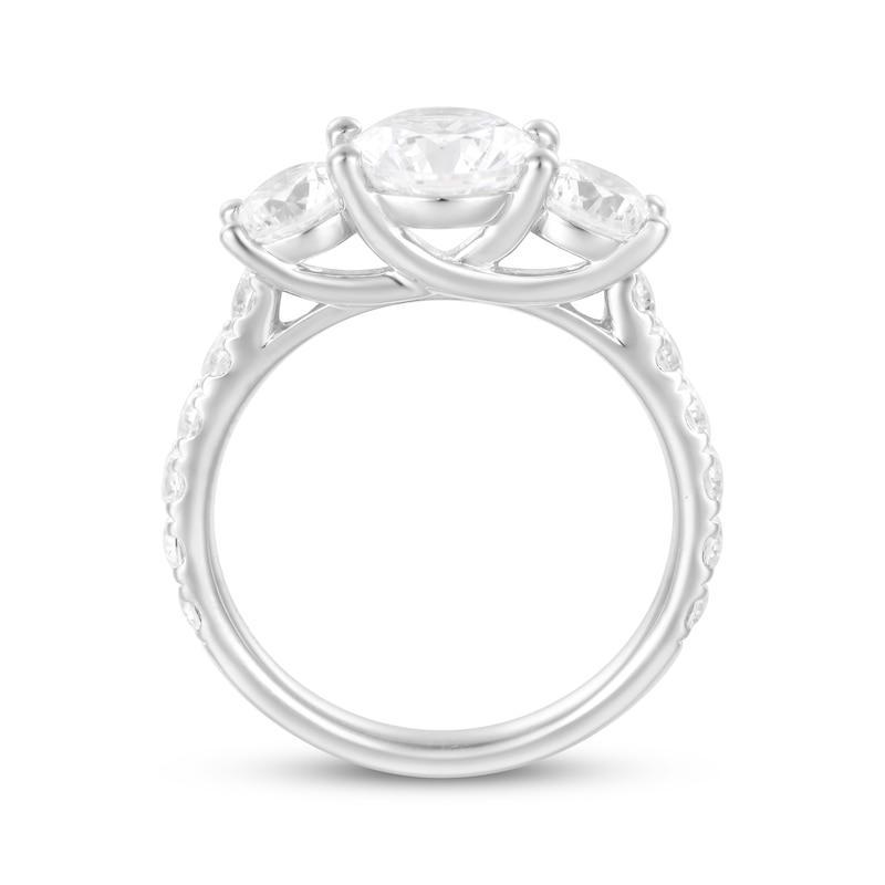 Main Image 3 of Memories, Moments, Magic Round-Cut Lab-Grown Diamond Three-Stone Engagement Ring 3 ct tw 14K White Gold