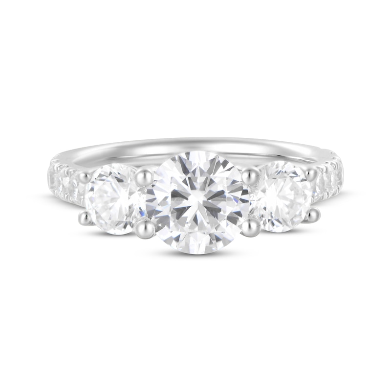 Main Image 4 of Memories, Moments, Magic Round-Cut Lab-Grown Diamond Three-Stone Engagement Ring 3 ct tw 14K White Gold