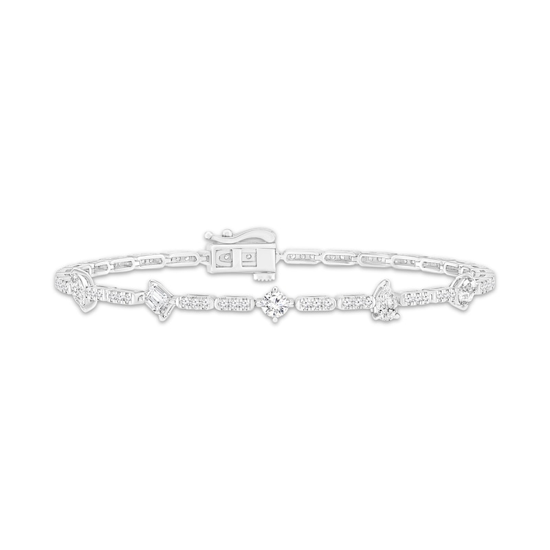 Lab-Created Diamonds by KAY Marquise, Emerald, Round, Pear & Oval-Cut Bracelet 2 ct tw 14K White Gold 7.25"