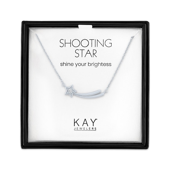 Diamond Accent Shooting Star Bar Necklace Sterling Silver 18"