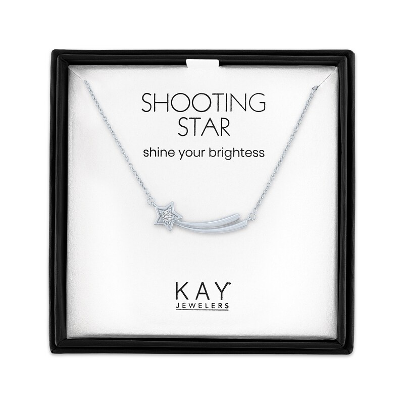 Main Image 1 of Diamond Accent Shooting Star Bar Necklace Sterling Silver 18"