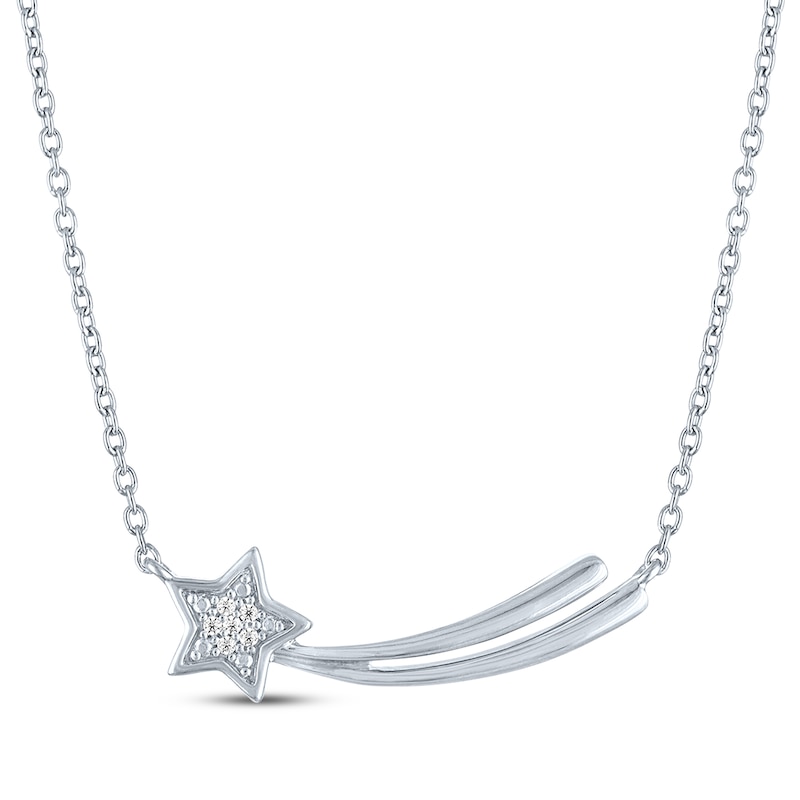 Main Image 2 of Diamond Accent Shooting Star Bar Necklace Sterling Silver 18"