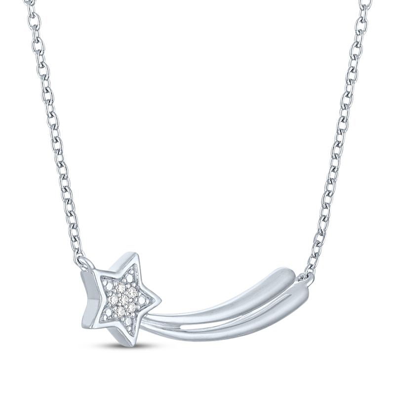 Main Image 3 of Diamond Accent Shooting Star Bar Necklace Sterling Silver 18"