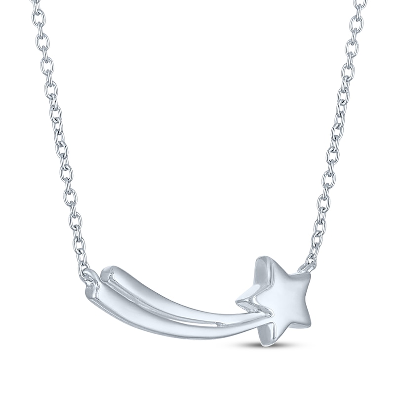 Main Image 4 of Diamond Accent Shooting Star Bar Necklace Sterling Silver 18"