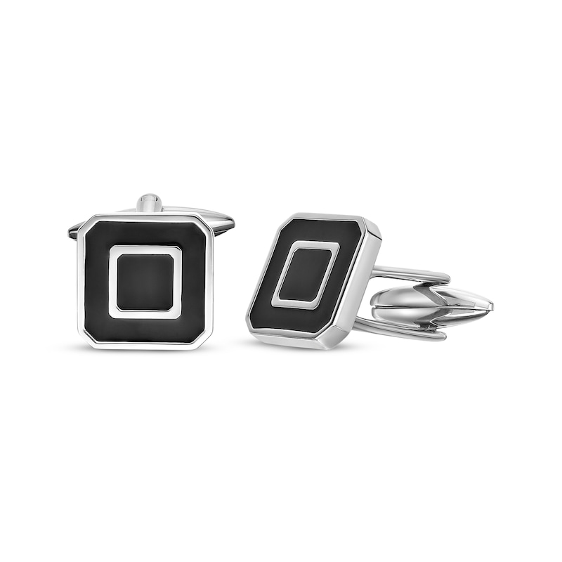 Main Image 1 of Cufflinks Black Epoxy & Stainless Steel