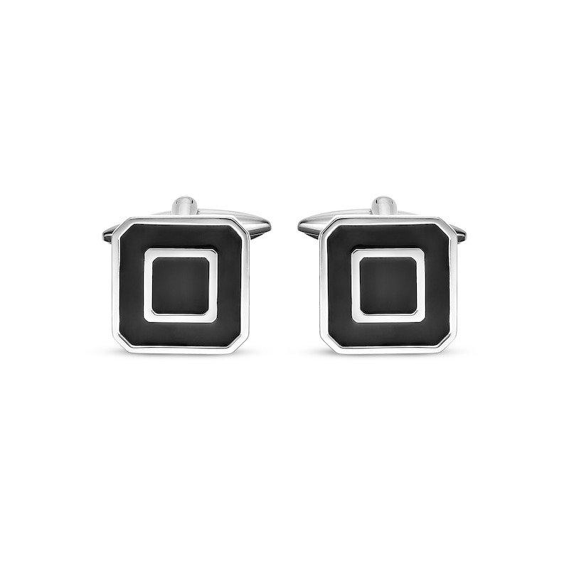 Main Image 2 of Cufflinks Black Epoxy & Stainless Steel