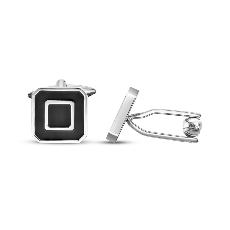 Main Image 3 of Cufflinks Black Epoxy & Stainless Steel