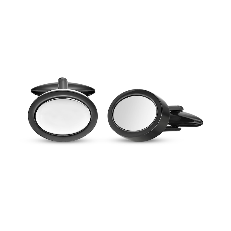 Main Image 1 of Oval Cuff Links Black Ion Plating & Stainless Steel