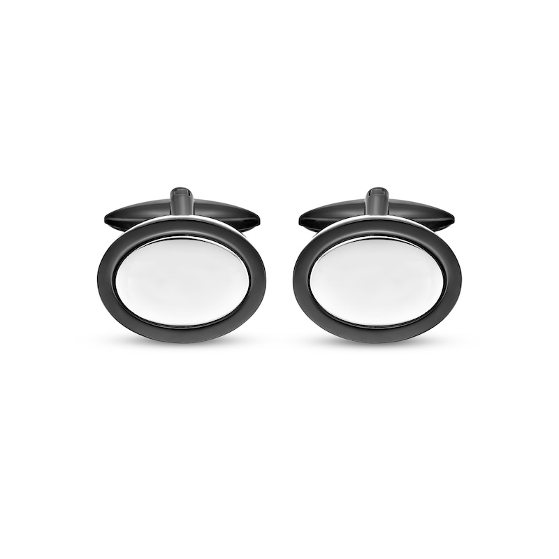 Main Image 2 of Oval Cuff Links Black Ion Plating & Stainless Steel