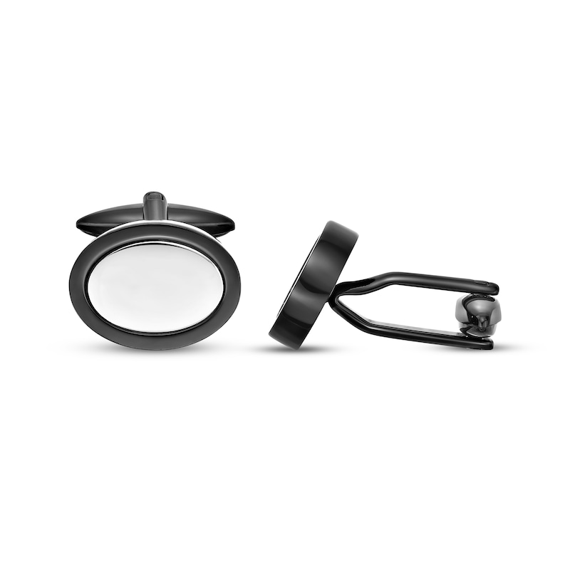 Main Image 3 of Oval Cuff Links Black Ion Plating & Stainless Steel