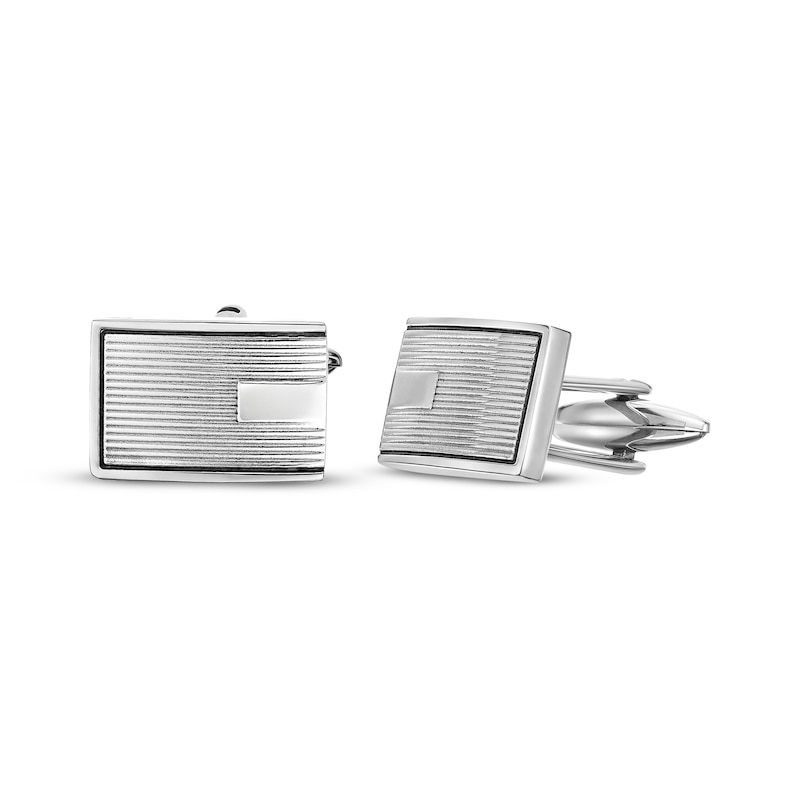 Main Image 1 of Textured Rectangle Cufflinks Stainless Steel