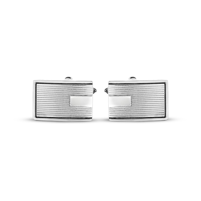 Main Image 2 of Textured Rectangle Cufflinks Stainless Steel