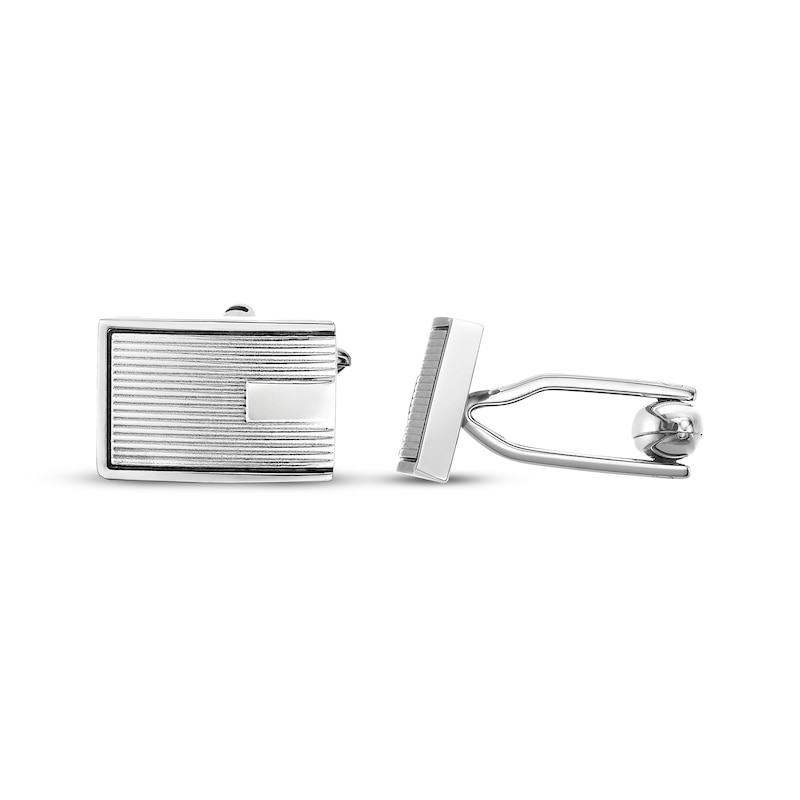 Main Image 3 of Textured Rectangle Cufflinks Stainless Steel